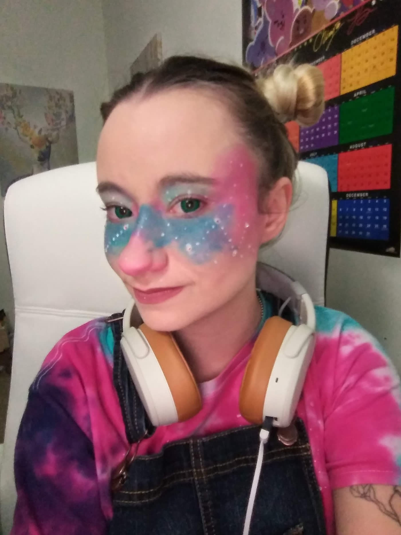 Nebula Mask — Galaxy painted across the nose bridge, flecked with white stars.