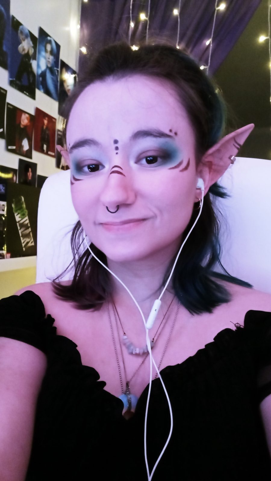 Fae Court — Ethereal fantasy look with pointed ears and violet wash.